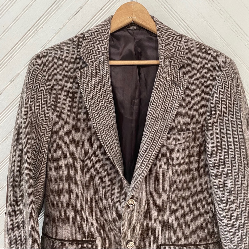 Tasso Elba Herringbone Padded Elbow Sports Coat - Picture 2 of 11